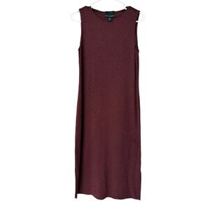Cynthia Rowley Womens Sleeveless Burgundy‎ Knit Midi Dress Side Slits Size Small